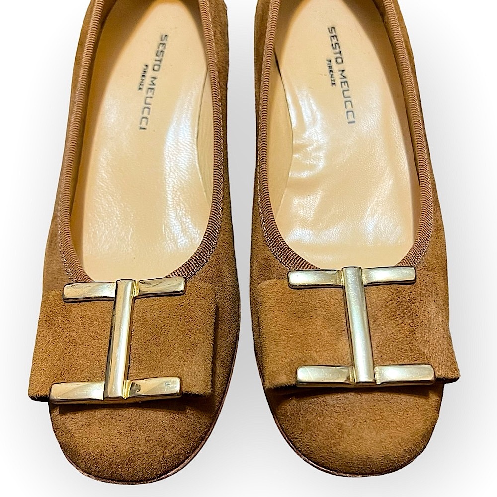 Sesto Meucci Made in Italy Ramie Suede Pumps Vara Ferragamo Look-Alike Size 6.5N - Picture 5 of 12